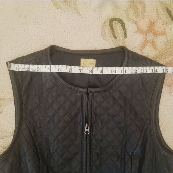 Caslon Leather Vest Quilted w/ Reversible Zipper - Picture 5 of 14